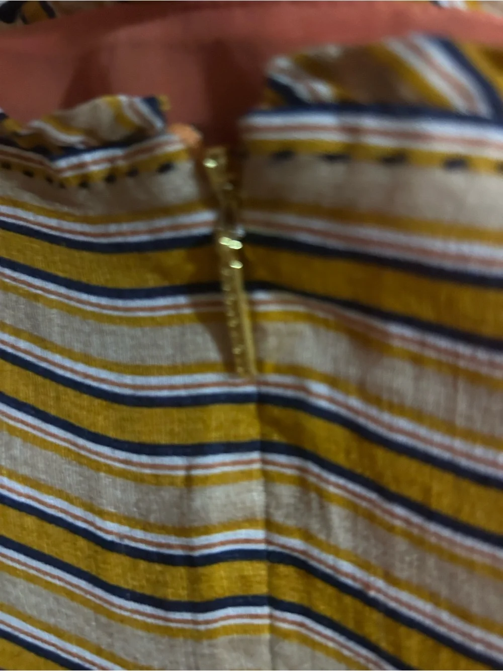 Tory Burch Striped Yellow Midi Dress with Gathered Waist size 2